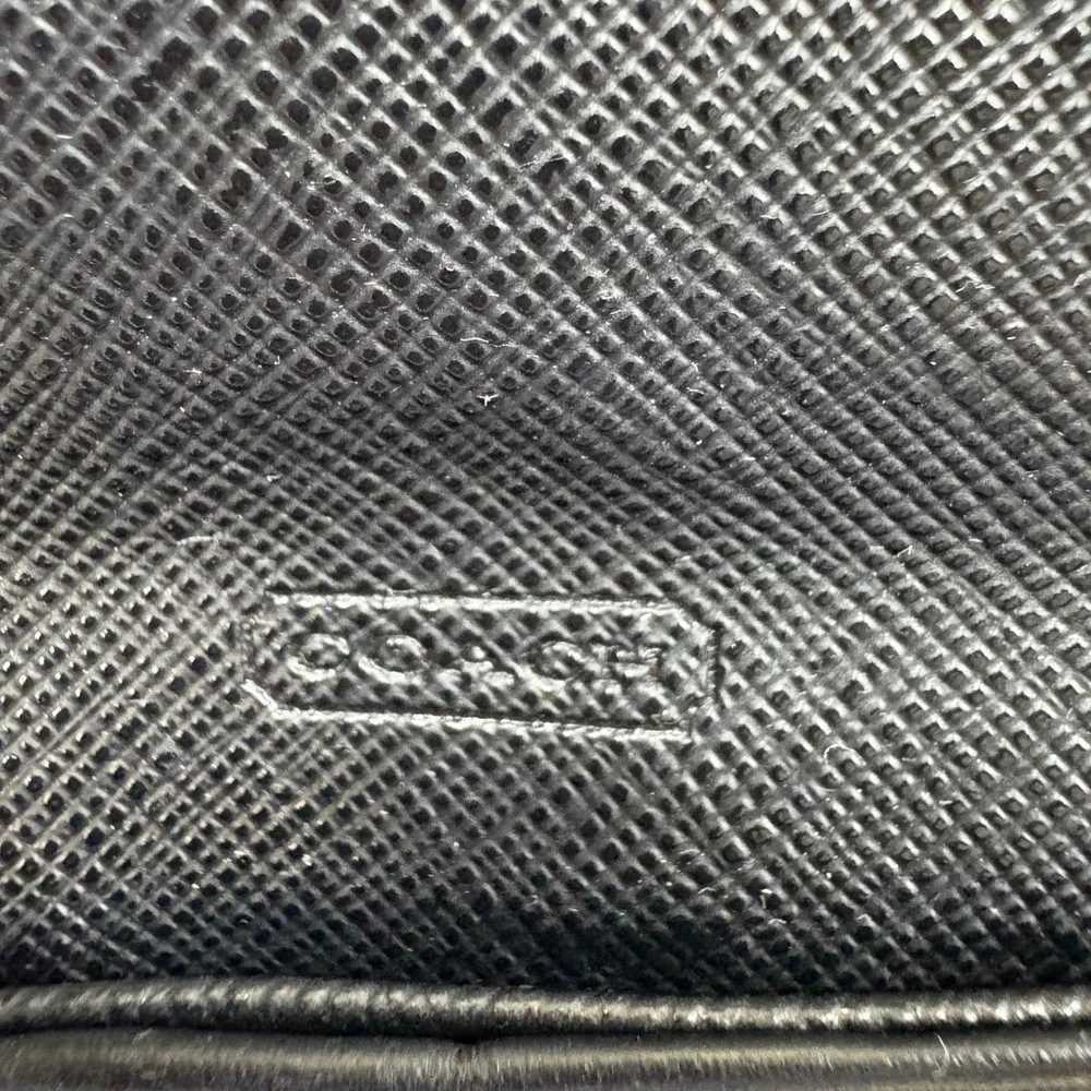 COACH Black Signature C Monogram‎ Leather Trim Trifold Wallet